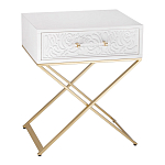 Приставной столик с выдвижным ящиком  White Table Carved Pattern варинант исполнения - 1 | Loft Concept в Самаре