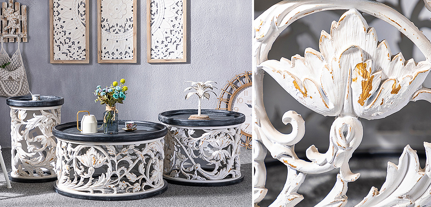 Кофейный стол Fleurette Provence Black White Coffee Table 80 Кофейный стол Fleurette Provence Black White Coffee Table 80 - Loft-Concept в Самаре