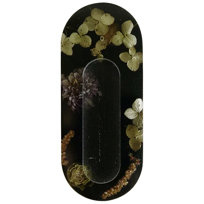 Подставка под благовония из эпоксидной смолы с цветами черная Epoxy Resin Flowers Incense Oval Stand Black Черный в Самаре | Loft Concept 