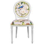 Стул светло-серый из натурального бука с изображением птиц и цветов Blooming Blue Birds варинант исполнения - 1 | Loft Concept в Самаре