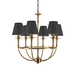 Люстра на металлическом основании бронзового цвета с 6-ю черными конусовидными абажурами Dignity варинант исполнения - 2 | Loft Concept в Самаре