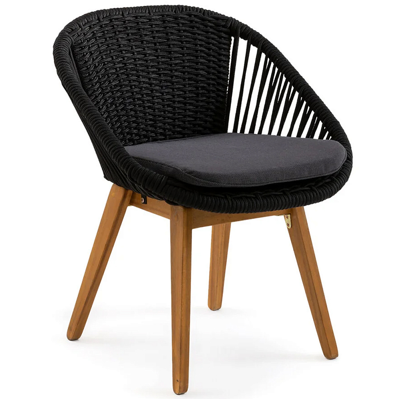 Кресло на ножках из массива акации Houle Chair Черный Коричневый Кресло на ножках из массива акации Houle Chair Черный Коричневый в Самаре | Loft Concept