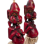 Комплект из 2-х деревянных статуэток Asmat Straw Headdress Statuettes Red варинант исполнения - 3 | Loft Concept в Самаре