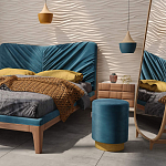 Пуф синий велюр на золотом металлическом основании Golden Belt варинант исполнения - 4 | Loft Concept в Самаре