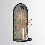 Настенный светильник зеленого цвета с черной рамкой овальной формы с полкой Herbarium  варинант исполнения - 2 | Loft Concept в Самаре