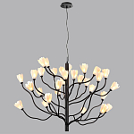 Люстра подвесная черного цвета с ветвями и белыми фарфоровыми цветами Floralis варинант исполнения - 12 | Loft Concept в Самаре