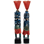 Комплект из 2-х деревянных статуэток Asmat Straw Headdress Statuettes Multicolor варинант исполнения - 2 | Loft Concept в Самаре