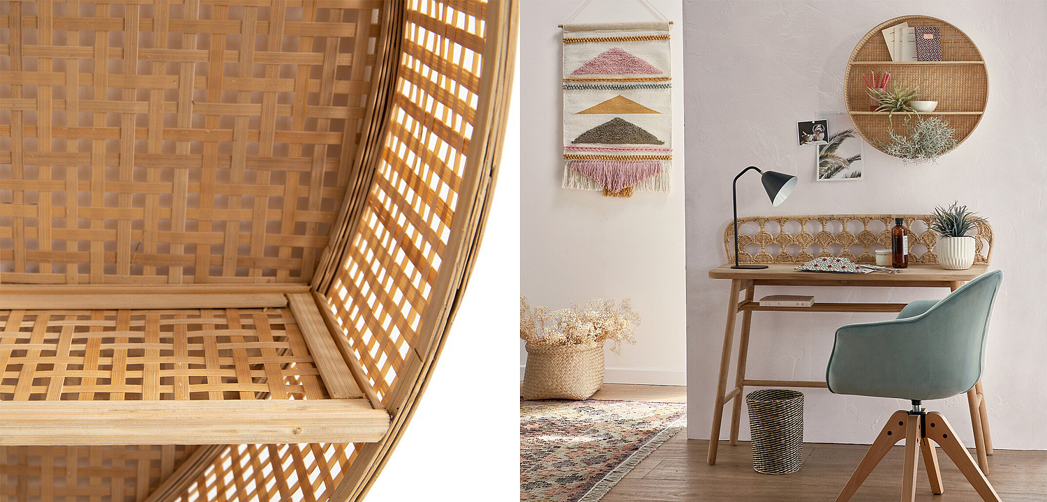 Полка Wicker Bamboo Shelf cells Полка Wicker Bamboo Shelf cells - Loft-Concept в Самаре