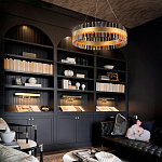 Люстра кольцевая чёрного цвета с вертикальными стеклянными элементами Ring Horizontal варинант исполнения - 2 | Loft Concept в Самаре