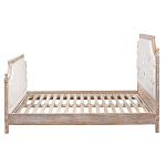 Кровать двуспальная светло-бежевая с основанием из массива дуба с мягким изголовьем Flax Beds варинант исполнения - 2 | Loft Concept в Самаре