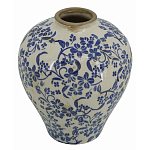 Ваза округлой формы с синим цветочным узором Blue & White Ornament  варинант исполнения - 1 | Loft Concept в Самаре