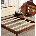 Кровать двуспальная с каркасом из дерева и мягким изголовьем Moon Walnut Bed варинант исполнения - 5 | Loft Concept в Самаре