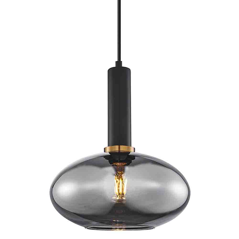 Подвесной светильник с овальным стеклянным плафоном Ferm Living Дымчатый (Smoke) Черный Латунь Янтарный Подвесной светильник с овальным стеклянным плафоном Ferm Living Дымчатый (Smoke) Черный Латунь Янтарный в Самаре | Loft Concept