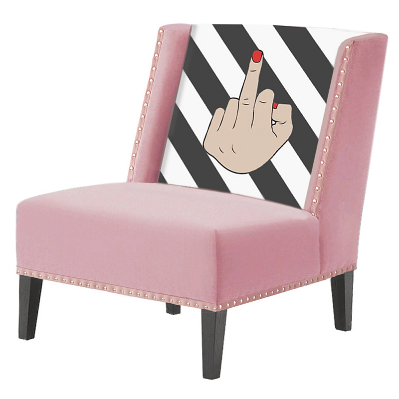 FUN Armchair "fuck off" pink  Дизайнерское кресло с цветным принтом Розовый пастельный в Самаре | Loft Concept 