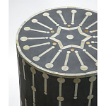 Приставной круглый столик с инкрустацией Mandika Bone Inlay Gray варинант исполнения - 1 | Loft Concept в Самаре