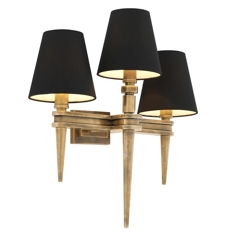 Бра Wall Lamp Waterloo Triple Brass Черный Латунь Античная полированная Бра Wall Lamp Waterloo Triple Brass Черный Латунь Античная полированная в Самаре | Loft Concept