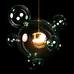 Подвесной светильник с прозрачными бирюзовыми стеклянными шарами и золотыми деталями Диаметр 46 Giopato & Coombes варинант исполнения - 4 | Loft Concept в Самаре