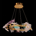 Люстра круглая на золотом каркасе с птичками и цветочным декором Miscellaneous herbs варинант исполнения - 5 | Loft Concept в Самаре