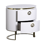 Тумбочка белая овальная с мраморной столешницей Thoroughbass варинант исполнения - 2 | Loft Concept в Самаре