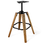 Барный стул со спинкой и металлической подставкой на 4-х деревянных ножках Коричневый Велюр Vendramin Chair варинант исполнения - 5 | Loft Concept в Самаре