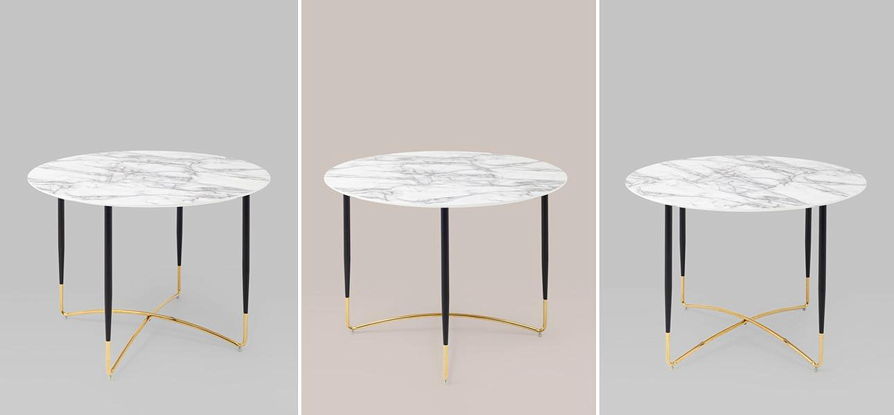 Стол обеденный круглый Garland Collection столешница белый мрамор Стол обеденный круглый Garland Collection столешница белый мрамор - Loft-Concept в Самаре