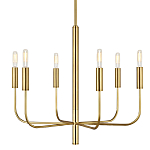 Люстра с 6-ю лампами на тонких изогнутых рожках в современном стиле Feiss варинант исполнения - 1 | Loft Concept в Самаре