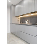 Прямой серый кухонный гарнитур с фрезерованным фасадом Idelle Kitchen Set варинант исполнения - 2 | Loft Concept в Самаре