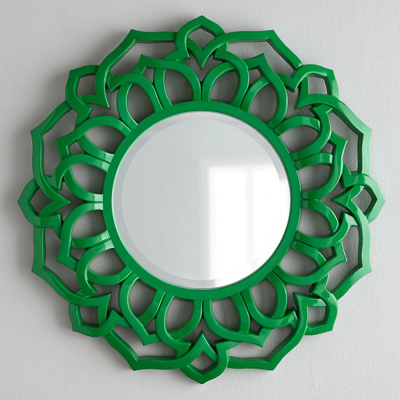 Зеркало круглое в ажурной зеленой раме Green Floral Pattern Зеленый Зеркало круглое в ажурной зеленой раме Green Floral Pattern Зеленый в Самаре | Loft Concept