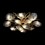 Потолочная люстра круглая ветвистыми бронзовыми элементами и стеклянными рифлеными дисками Textured Glass Chandelier варинант исполнения - 4 | Loft Concept в Самаре