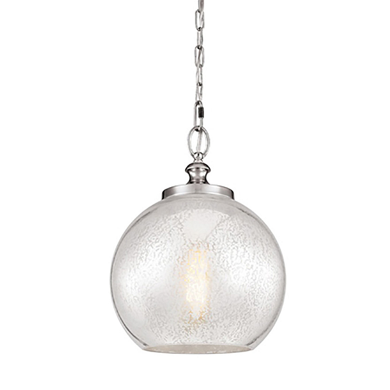 Подвесной светильник с прозрачным стеклянным плафоном в форме шара в современном стиле на цепи Feiss Сталь Прозрачное Стекло в Самаре | Loft Concept 