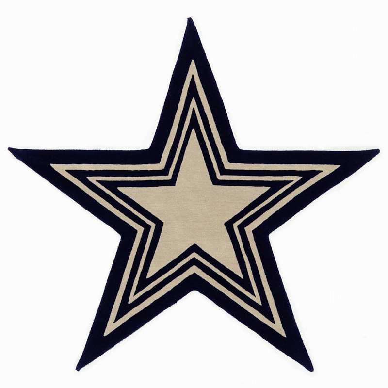 Дизайнерский ковер в виде звезды Poltronova Tappeto Stellina  Navy Blue Grey Rug Темно-синий Бежево-серый в Самаре | Loft Concept 