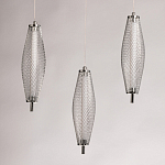 Люстра круглая каскадня с 5-ю плафонами из металлической сетки Mesh Lampshade Lighting варинант исполнения - 6 | Loft Concept в Самаре