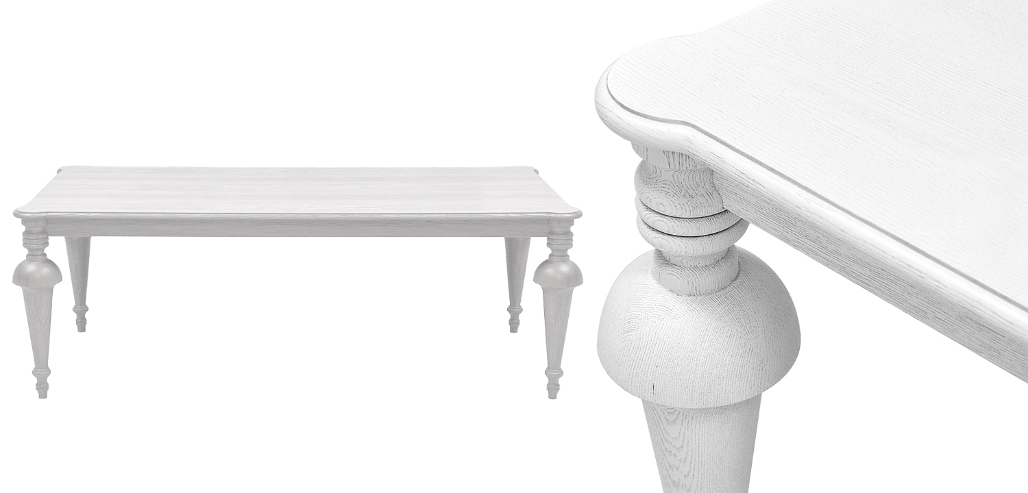 Обеденный деревянный стол Kelise White Dinner Table Белый Обеденный деревянный стол Kelise White Dinner Table Белый - Loft-Concept в Самаре
