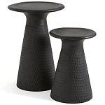 Круглый приставной столик из массива манго Piero Black Side Table варинант исполнения - 3 | Loft Concept в Самаре