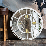 Зеркало настенное в белой металлической раме в виде часов Mirror Tower Clock варинант исполнения - 4 | Loft Concept в Самаре