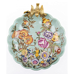 Блюдо из голубого фарфора с бронзовой птичкой Blue Garden варинант исполнения - 2 | Loft Concept в Самаре