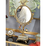 Зеркало с бронзовой подставкой в виде дерева и фарфоровыми птичками на голубом основании Eden Garden варинант исполнения - 4 | Loft Concept в Самаре