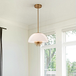 Подвесной светильник золотого цвета с полусферическим опаловым плафоном и декоративным элементом Elstead Lighting варинант исполнения - 7 | Loft Concept в Самаре