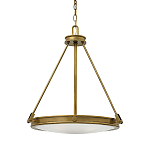 Люстра подвесная цвета латунь с плоским круглым матовым стеклянным плафоном на цепи Hinkley варинант исполнения - 1 | Loft Concept в Самаре