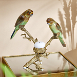 Подсвечник с двумя попугаями из фарфора на бронзовой ветке Eden Garden варинант исполнения - 1 | Loft Concept в Самаре