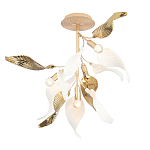 Люстра потолочная с белыми матовыми и золотыми глянцевыми листьями Wintery flovers варинант исполнения - 2 | Loft Concept в Самаре