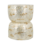 Приставной столик с мозаичным рисунком из раковин устриц Bone Inlay варинант исполнения - 2 | Loft Concept в Самаре