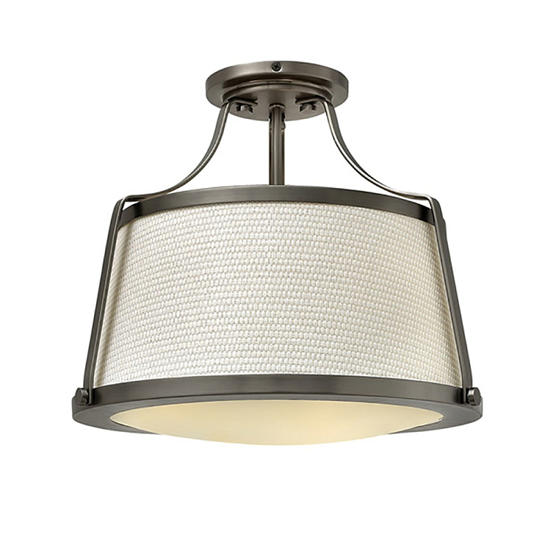 Потолочный светильник со светлым текстильным абажуром Hinkley Латунь Белый Никель в Самаре | Loft Concept 