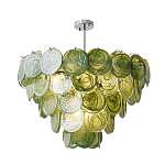 Люстра из зеленых стеклянных дисков с перламутровым эффектом Green Glowing Glaze варинант исполнения - 1 | Loft Concept в Самаре