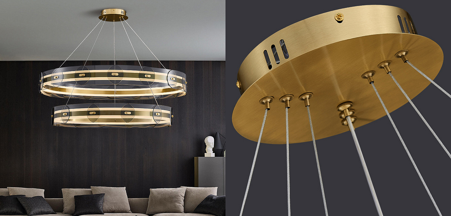 Люстра Gold 2 ring horizontal chandelier Люстра Gold 2 ring horizontal chandelier - Loft-Concept в Самаре