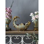 Чаша голубого цвета с оранментом и и бронзовыми фигурами леопардов Eden Garden варинант исполнения - 5 | Loft Concept в Самаре