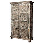 Индийский шкаф с орнаментом резьба из дерева Indian Antique Furniture  варинант исполнения - 6 | Loft Concept в Самаре