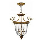 Люстра подвесная цвета латунь с прозрачным стеклянным плафоном и тремя лампами в классическом стиле на цепи Hinkley варинант исполнения - 2 | Loft Concept в Самаре