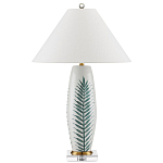 Настольная лампа овальная с тропическим принтом Stylized Aalm Leaves Motif варинант исполнения - 4 | Loft Concept в Самаре