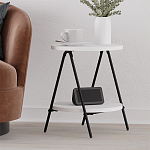 Стол приставной с 2-мя круглыми белыми столешницами ESSEL SIDE TABLE WHITE варинант исполнения - 6 | Loft Concept в Самаре